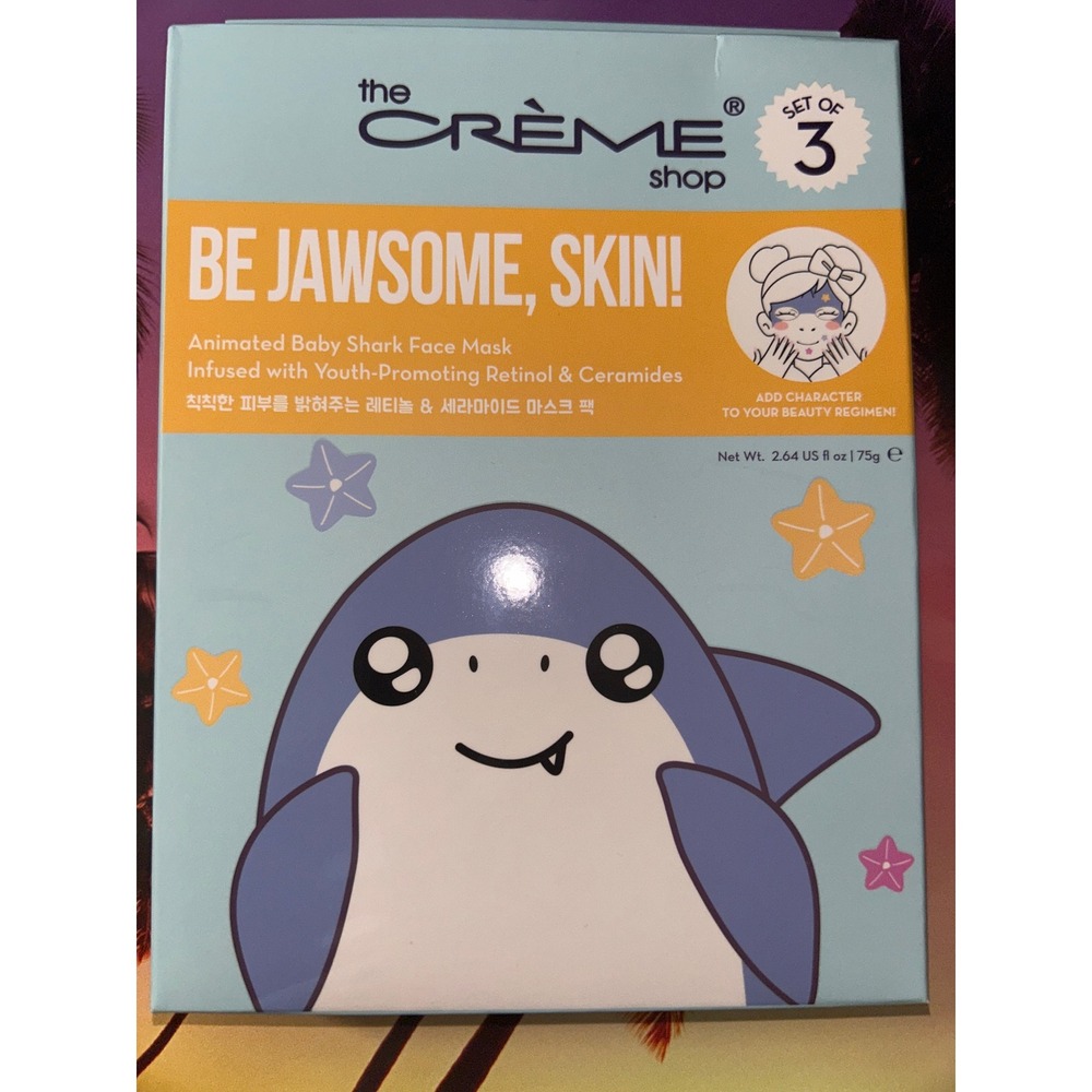 The Crème Shop Be Jawsome Skin! Baby Shark Face Mask Set of 3 Retinol Ceramides